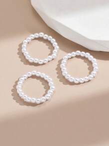 3 cái/bộ Vòng nhựa trang trí thời trang cho phụ nữ cho cuộc sống hàng ngày - Màu be - Xem 4