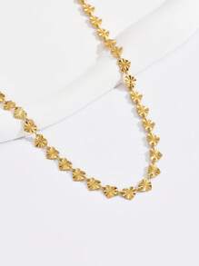 1 件心形装饰不锈钢项链，适合女性日常服装搭配和情人节礼物 - 金黃色 - 查看 2