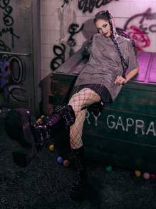 ROMWE Grunge Punk Tie Dye Drop Shoulder Tee - Multicolor - View 6