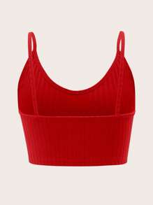SHEIN EZwear Solid Crop Cami Top - Red - View 2