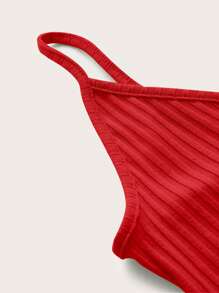 SHEIN EZwear Solid Crop Cami Top - Red - View 4