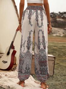 SHEIN VCAY Pantalon à imprimé taille élastique