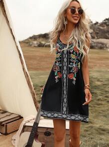 Breezaya 印花吊帶連衣裙 - 黑色 - 查看 6