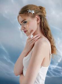 ROMWE Fairycore Nàng Tiên Cá 1 Nữ Sao Biển & Vỏ Trang Trí Cá Sấu Boho Tóc Trang Trí Tóc - Nhiều màu - Xem 2