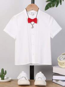 SHEIN 小男童前蝴蝶結襯衫無項鏈