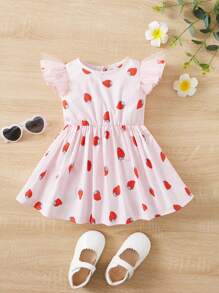 SHEIN Đầm em bé Nút Xù Rau quả Tất cả trên in - Nhiều màu - Xem 1