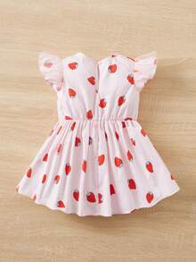 SHEIN Đầm em bé Nút Xù Rau quả Tất cả trên in - Nhiều màu - Xem 2