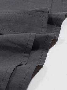 DAZY 男士棉字母圖案前排扣襯衫 - 深灰色 - 查看 11