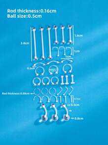 36 cái/bộ Xỏ khuyên trang trí cơ thể bằng hạt cườm - Trong sáng - Xem 11