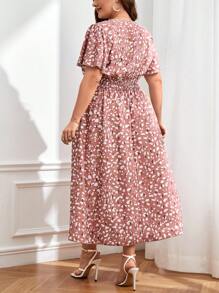 SHEIN Unity Plus Allover Print Butterfly Sleeve Dress - Multicolor - View 2