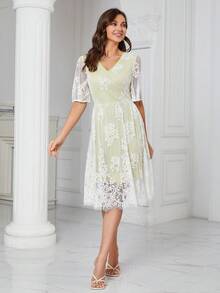 Floral Lace A-line Dress - Multicolor - View 3