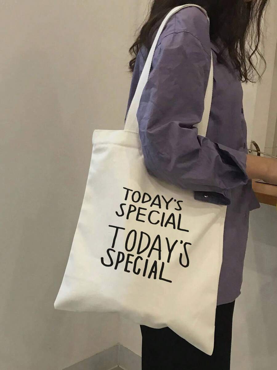 Túi Shopper Nhỏ Đồ Họa Preppy - Màu be - Xem 1
