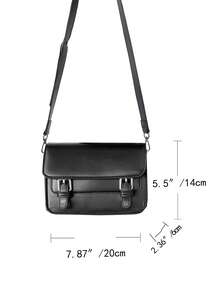 Mini Messenger Bag Buckle Decor Black - Black - View 2