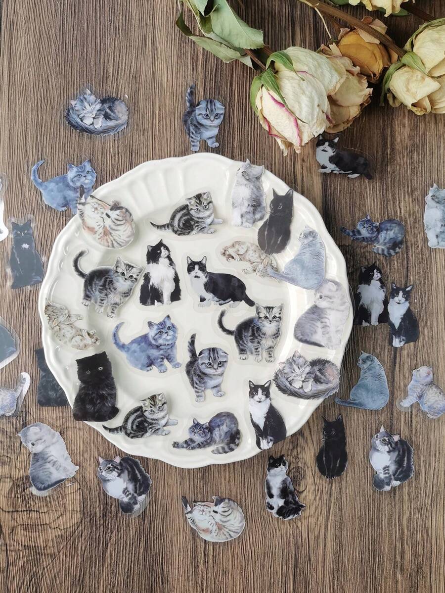 40入組貓樣式貼紙 - 彩色 - 查看 1