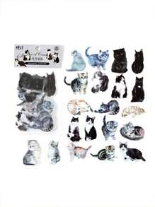 40入組貓樣式貼紙 - 彩色 - 查看 6