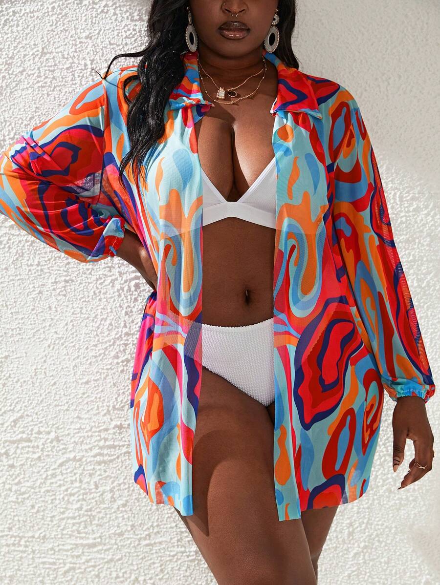 SHEIN Slayr Kimono Plus Size Tất cả trên in - Nhiều màu - Xem 1