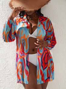 SHEIN Slayr Kimono Plus Size Tất cả trên in - Nhiều màu - Xem 6