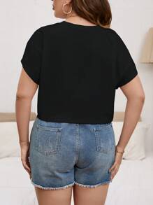 SHEIN Essnce Plus Solid Batwing Sleeve Tee