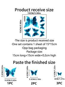 1 set aurore permanente papillon moderne à imprimé insecte en PVC papillon Décalque pour domicile Décoration