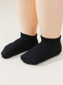 6雙嬰兒素色織物襪子適用於日常 - 黑色 - 查看 5