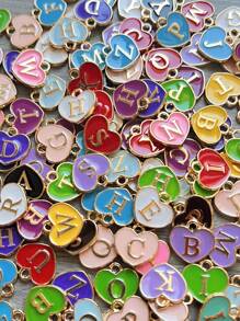 20pcs/Set Random Fashionable Zinc Alloy Letter Detail Heart DIY Pendant For Women For DIY Jewelry Making Valentines - Multicolor - View 1