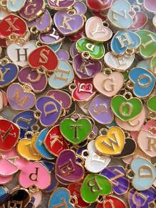 20pcs/Set Random Fashionable Zinc Alloy Letter Detail Heart DIY Pendant For Women For DIY Jewelry Making Valentines - Multicolor - View 2