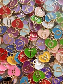 20pcs/Set Random Fashionable Zinc Alloy Letter Detail Heart DIY Pendant For Women For DIY Jewelry Making Valentines - Multicolor - View 3