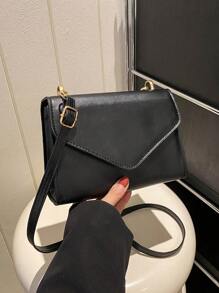 迷你翻蓋方包極簡風格黑色 - 黑色 - 查看 1