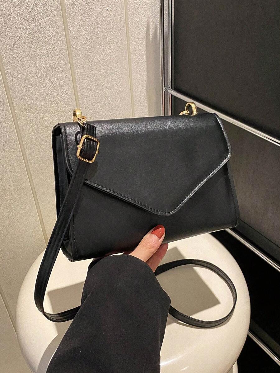 迷你翻蓋方包極簡風格黑色 - 黑色 - 查看 1