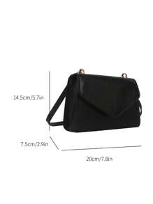 迷你翻蓋方包極簡風格黑色 - 黑色 - 查看 3