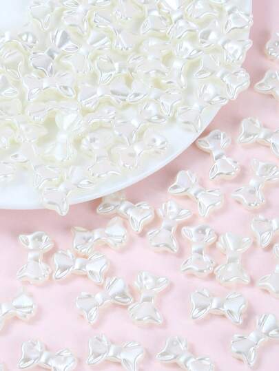80pcs/Set Elegant Faux Pearl Bow Design DIY Bead For Women For DIY Jewelry Making Valentines