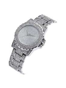 khorasan 1 Nữ Bạc Dây Thép Không Gỉ Quyến Rũ Đá Trang Trí Mặt Tròn Đồng Hồ Thạch Anh & 2 Bộ Trang Sức, Cho Cuộc Sống Hàng Ngày - Bạc - Xem 3