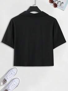 Manfinity Fever City Men Solid Crop Polo Shirt - Black - View 2