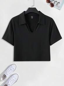 Manfinity Fever City Men Solid Crop Polo Shirt - Black - View 3