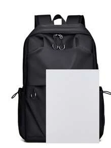 网眼面板方形包双色释放扣装饰休闲日常生活万圣节圣诞节冬季圣诞礼物男士包单肩包斜挎包男士包 - 黑色 - 查看 3