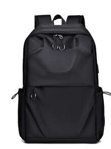 网眼面板方形包双色释放扣装饰休闲日常生活万圣节圣诞节冬季圣诞礼物男士包单肩包斜挎包男士包 - 黑色 - 查看 1