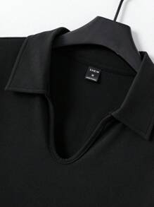 Manfinity Fever City Men Solid Crop Polo Shirt - Black - View 5