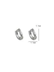 1pair Luxury Exquisite Micro-Inlaid Braided Hoop Earrings - Antique Silver - View 6