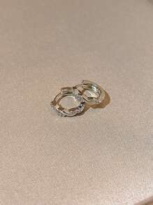 1pair Luxury Exquisite Micro-Inlaid Braided Hoop Earrings - Antique Silver - View 5