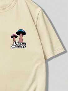 Heymoonly Guys Letter Cartoon Mushroom Graphic Tee - Apricot - View 3