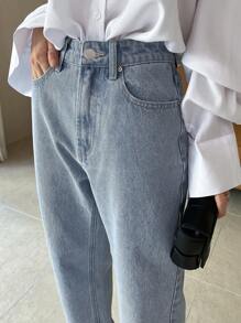 DAZY 直筒牛仔褲 - 淺色水洗藍 - 查看 7