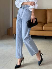 DAZY 直筒牛仔褲 - 淺色水洗藍 - 查看 9