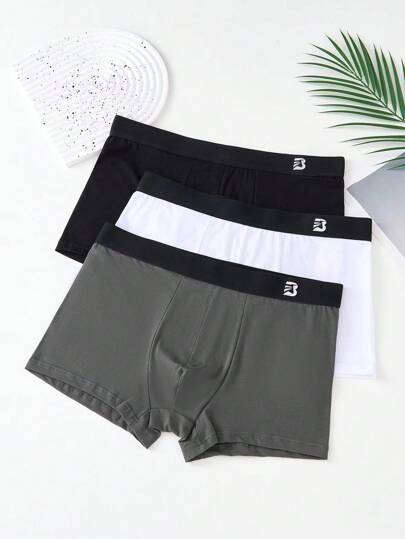 Homme 3 pièces Caleçon À Bordure Contrastante