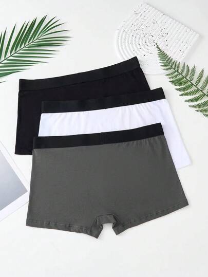 Hombres 3 piezas Calzoncillos boxer ribete en contraste