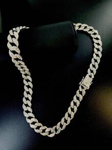 1 Máy Tính Quyến Rũ Hợp Kim Kẽm Kim Cương Giả Trang Trí Dây Chuyền Vòng Cổ Nam Cho Hàng Ngày Trang Trí Punk Hip Pop Phong Cách dây Chuyền - Bạc - Xem 3