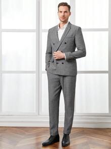 Manfinity NiteLyfe Men Double Breasted Blazer & Trousers Set - Grey - View 2