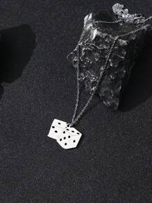 1 Mặt Dây Chuyền Xúc Xắc Bằng Thép Không Gỉ Thời Trang Cho Nam Trang Trí Hàng Ngày - Bạc - Xem 1