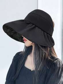1入組防曬可調節空上衣運動帽 - 黑色 - 查看 1