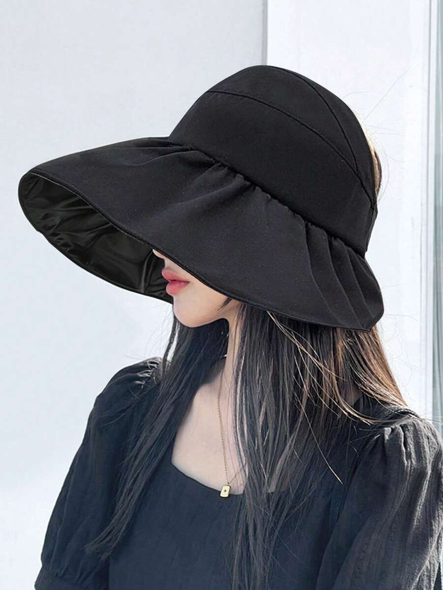 1入組防曬可調節空上衣運動帽 - 黑色 - 查看 1