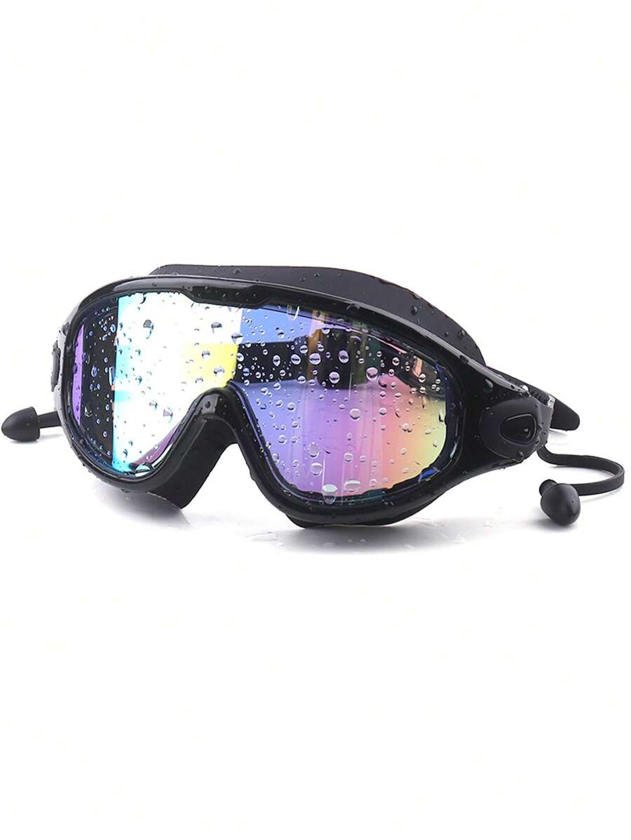Adults' & Teens' Large Frame Anti-Fog Swimming Goggles With Earplugs - Black - View 1